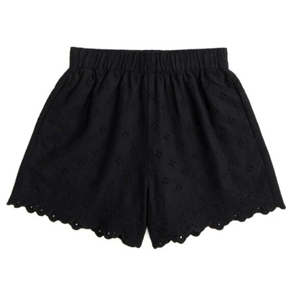 Abercrombie Linen Blend Short ls in Black with Eyelet Detail High Rise - Size M - Picture 1 of 6